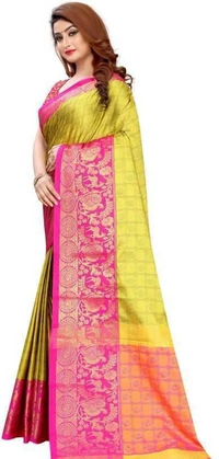 Beautiful Benarasi Silk Saree - Multicolor, Free Size