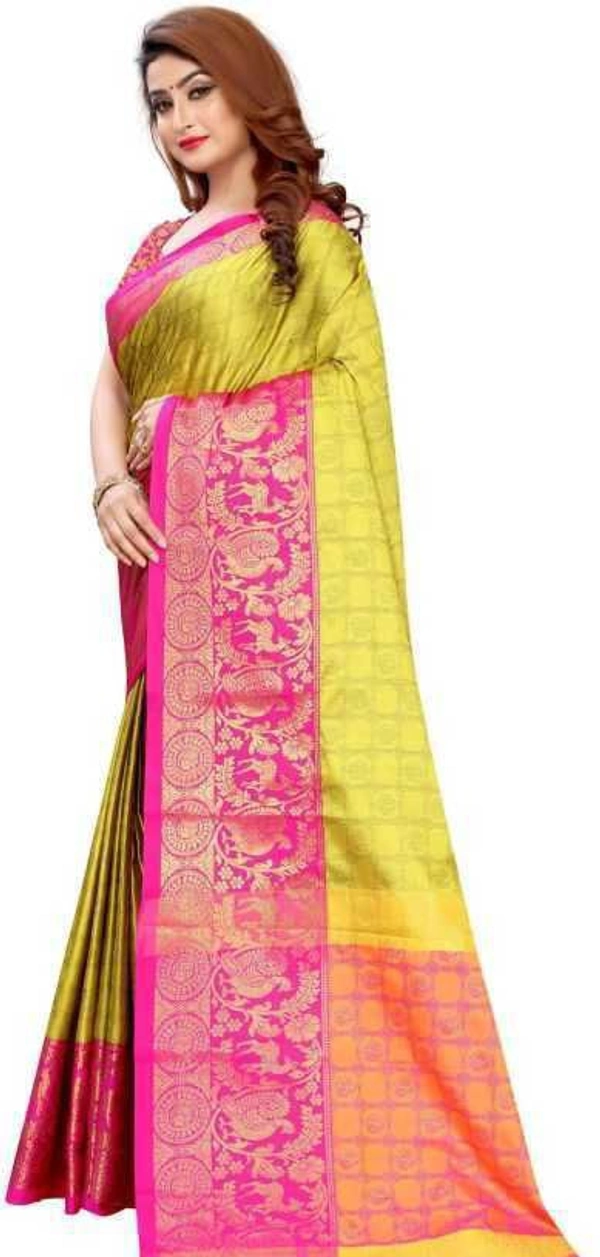 Beautiful Benarasi Silk Saree - Multicolor, Free Size