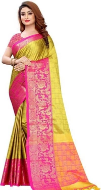 Beautiful Benarasi Silk Saree - Multicolor, Free Size