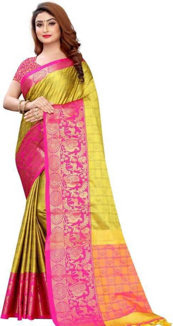 Beautiful Benarasi Silk Saree - Multicolor, Free Size