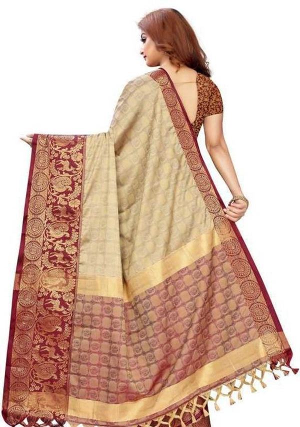Beautiful Benarasi Silk Saree - Multicolor, Free Size