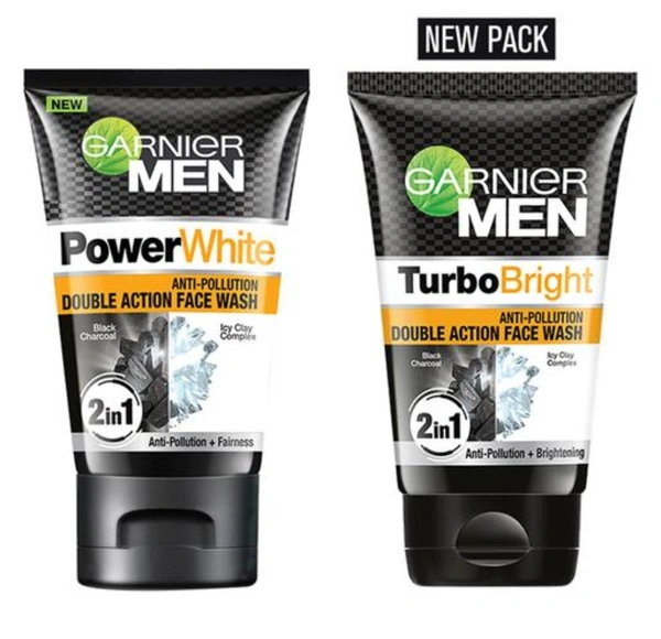 Garnier Men Turbo Bright Anti Polution Double Action Face Wash  - 100gm