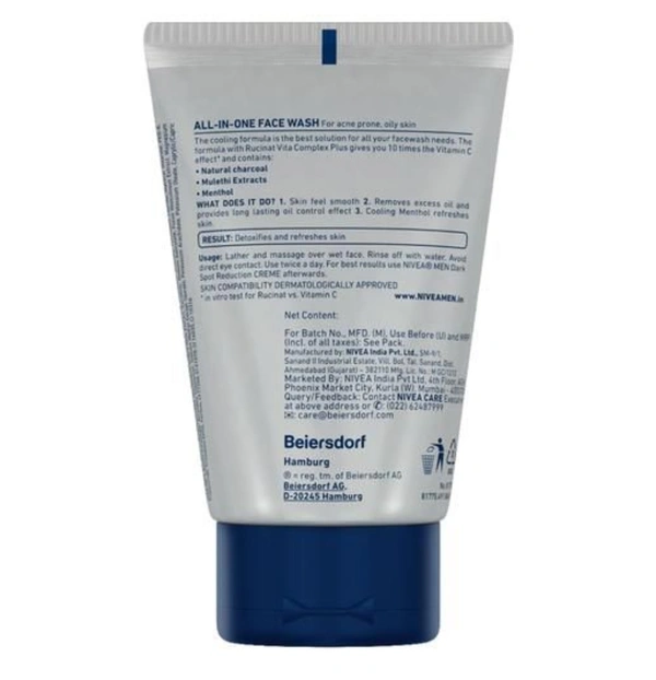 Nivea Men All In One Charcoal Face Wash  - 50gm