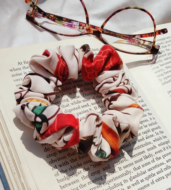 Flower Printed Skinny Scrunchie  - skinny 