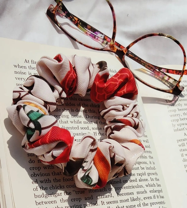 Flower Printed Skinny Scrunchie  - skinny 