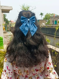 Bejeweled Bow & Scrunchie Combo  - Persian Blue, Regular