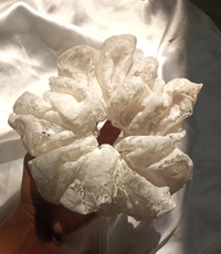 White Lace Scrunchie - White, XXL