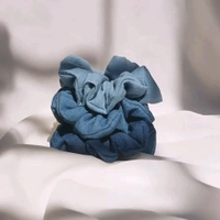 Denim Hair Scrunchies Set Of 3  - Cobalt, Medium