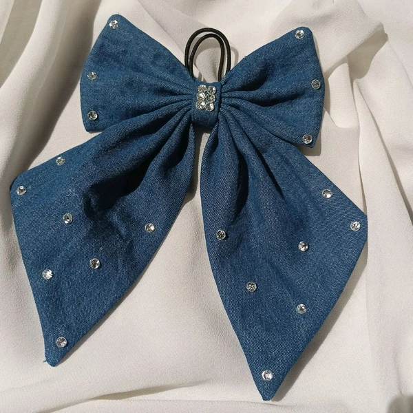 Denim Bow  - Clip