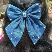 Denim Bow  - Clip