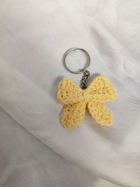 Crochet Bow Keychain  - Cream