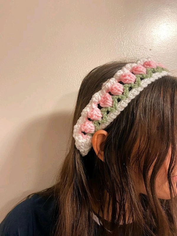 Mash Crochet Tulip Headboard  - Pastel Pink