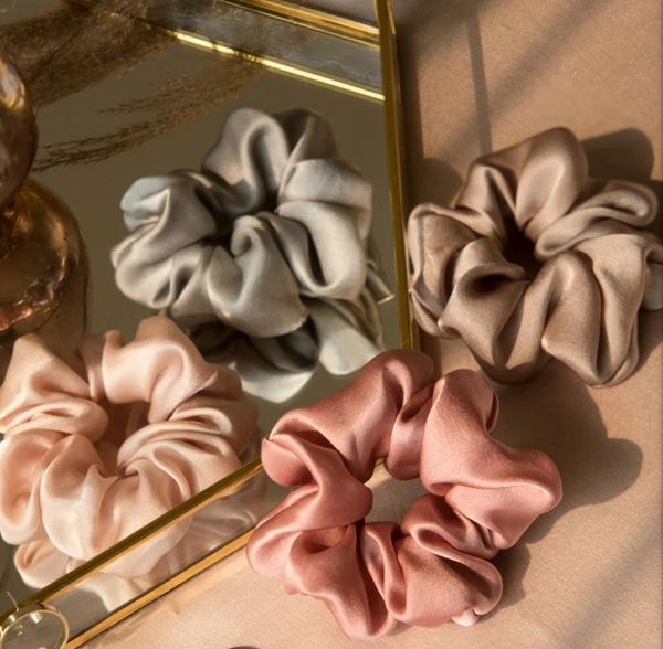 Scrunchies - peach,gray,brown and pink , free size 
