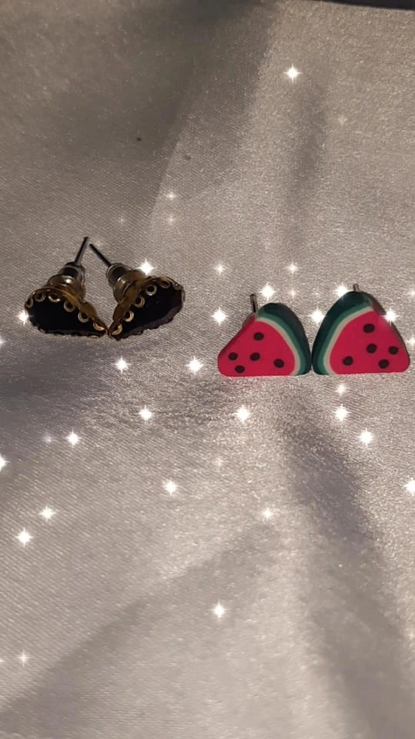 Studd Earrings Combo - black and 🍉 