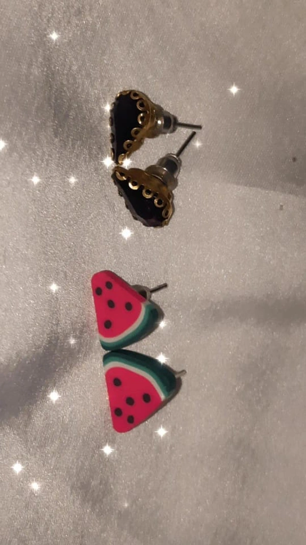 Studd Earrings Combo - black and 🍉 