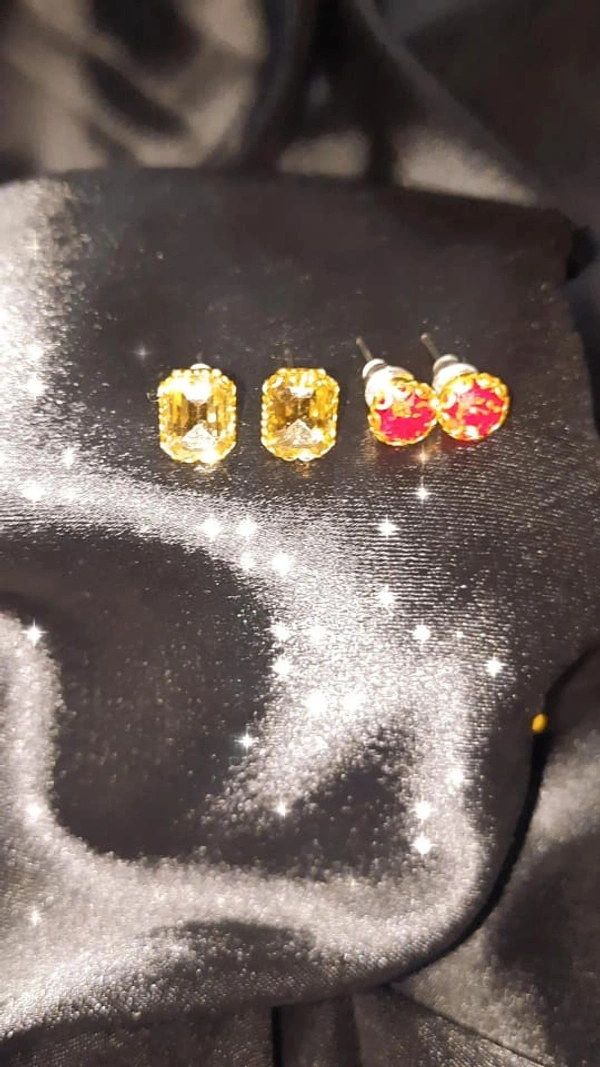 Studd Earrings Combo - Gold and Red 