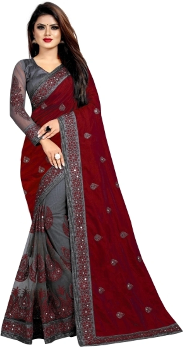 Fashion Saree Fashion Net Saree - maroon