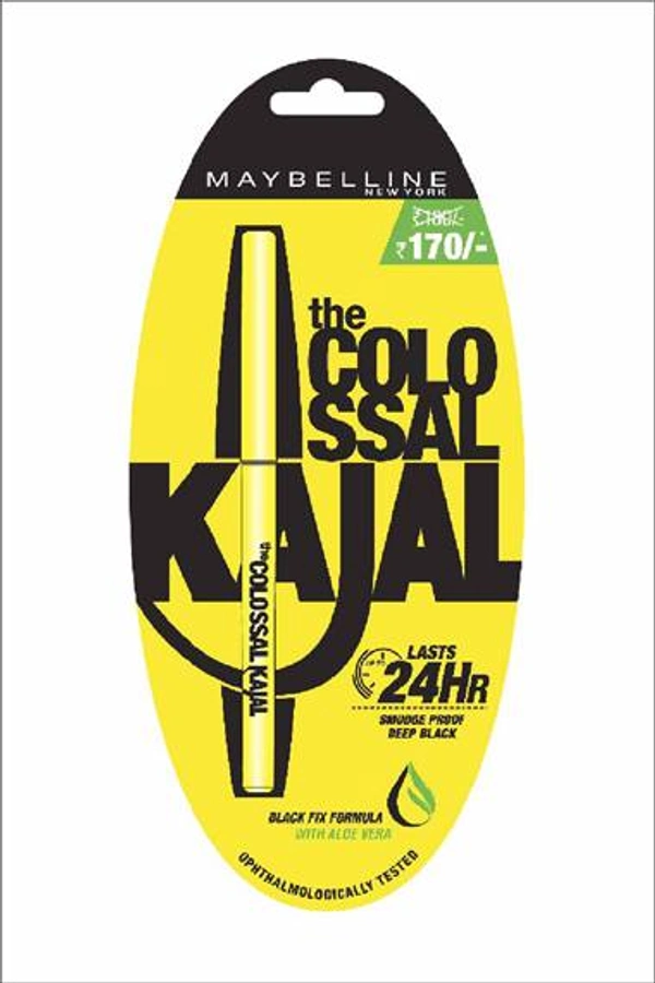 Maybelline COLO SSAL KAJAL BLACK FIX FORMULA WITH ALOE VERA - 0.35gm