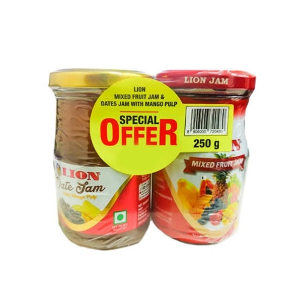 LION MIXED FRUIT JAM &DATES JAM WITH MANGO SPECIAL OFFER - 250g+250g