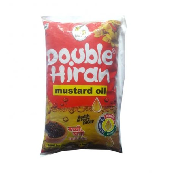 Double Hiran Mustard Oil  Pouch - 1L