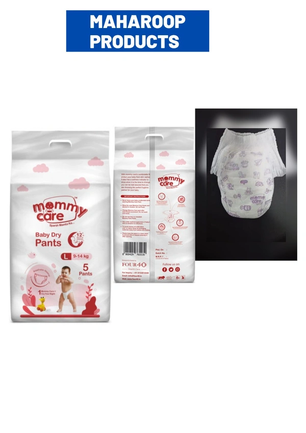 Mommy Care Baby Diaper Pants Large (L) Size, 9-14 kgs with ADL Technology - 30 Count - 12 Hours Protection . Pack Of 6. - Large (L)