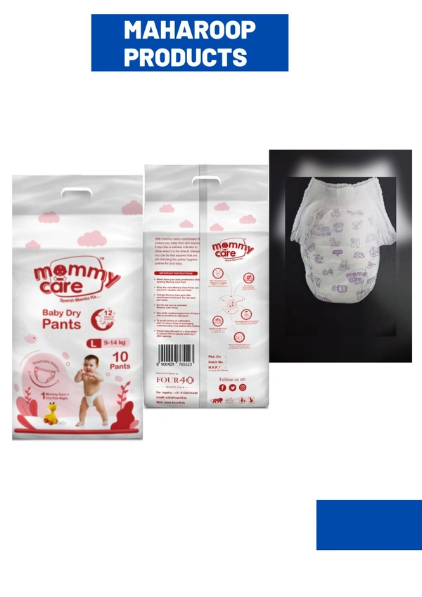 Mommy Care Baby Diaper Pants Large (L) Size, 9-14 kgs with ADL Technology - 60 Count - 12 Hours Protection . Pack Of 6. - Large (L)