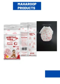 Mommy Care Extra Dry Baby Pants Diaper, Small (S) Size, 60 Count, Super Absorbent Core Up To 12 Hrs. Protection, Soft Elastic Waist Grip & Wetness Indicator, Pack Of 6, Upto 8kg. - Small (S)