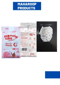 Mommy Care Extra Dry Baby Pants Diaper, Medium (M) Size, 40 Count, Super Absorbent Core Up To 12 Hrs. Protection, Soft Elastic Waist Grip & Wetness Indicator, Pack Of 4, Upto 12kg. - Medium (M)