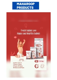 Mommy Care Extra Dry Baby Pants Diaper, Medium (M) Size, 40 Count, Super Absorbent Core Up To 12 Hrs. Protection, Soft Elastic Waist Grip & Wetness Indicator, Pack Of 4, Upto 12kg. - Medium (M)