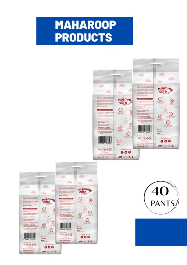 Mommy Care Baby Diaper Pants Large (L) Size, 9-14 Kgs With ADL Technology - 40 Count - 12 Hours Protection . Pack Of 4. - Large (L)