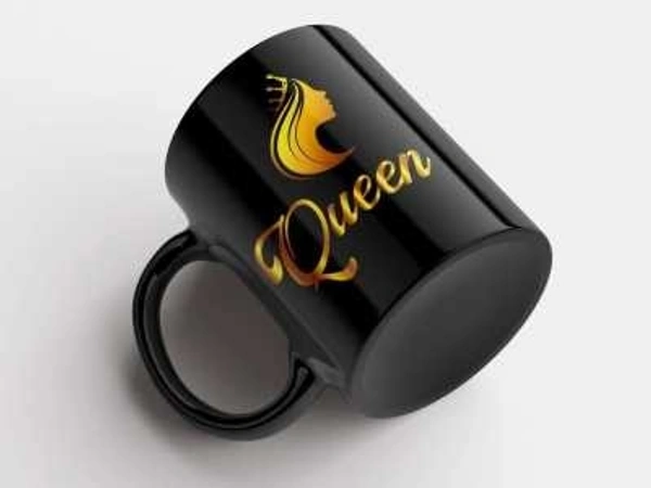 King Queen Mug Best Gift To Gift Couples , Anniversarys - Black and Golden
