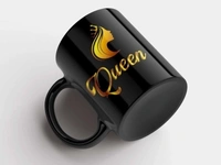 King Queen Mug Best Gift To Gift Couples , Anniversarys - Black and Golden
