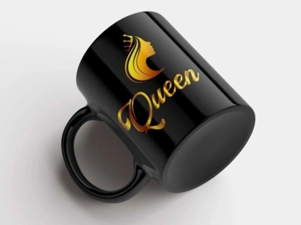 King Queen Mug Best Gift To Gift Couples , Anniversarys - Black and Golden