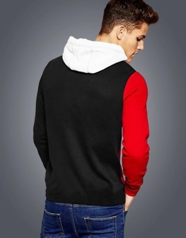 Eyebogler Color Block Men Hooded Neck Multicolor T-Shirt - Red,White,Black, S,M,L,XL