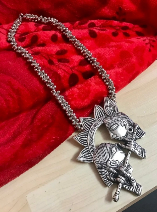 Martina Jewels Radha Krishna GS Chain Pendant - silver oxidized 