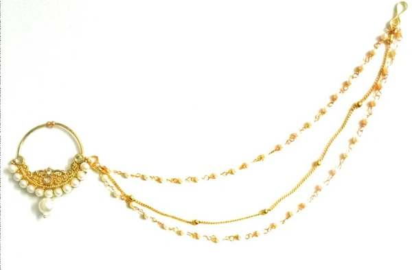 Martina Jewels White Pearl Nathni - golden, 6