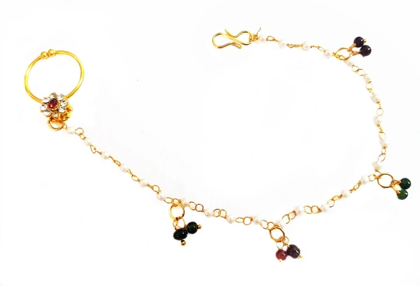 Martina Jewels White Pearl Nathni - golden, 6