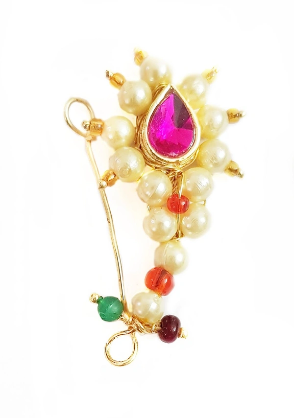 Martina Jewels Pink Stoned Nathni - golden , 6