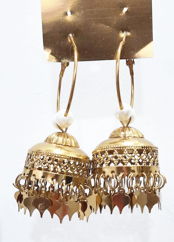 Martina Jewels White Stoned Copper Jhumki - golden antic, 6