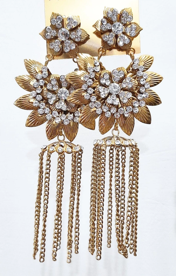 Martina Jewels White Stoned Copper Jhumki - golden antic