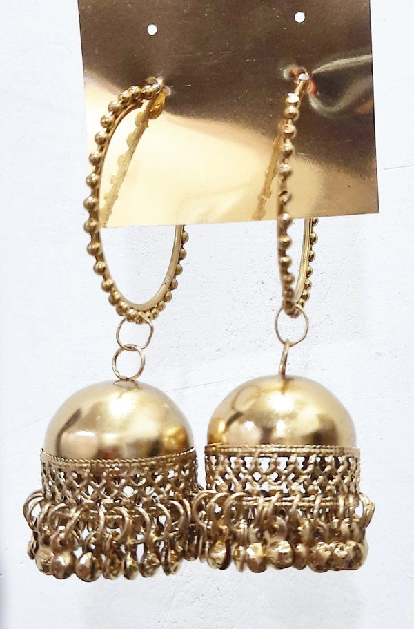 Martina Jewels White Stoned Copper Jhumki - golden antic , 6