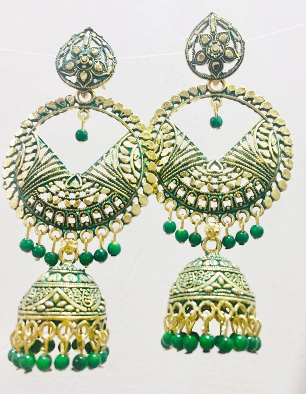 Martina Jewels Kundan Meena Jhumki Assorted - golden , 6