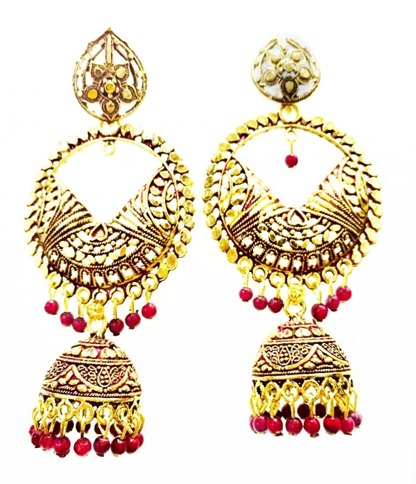 Martina Jewels Kundan Meena Jhumki Assorted - golden , 6