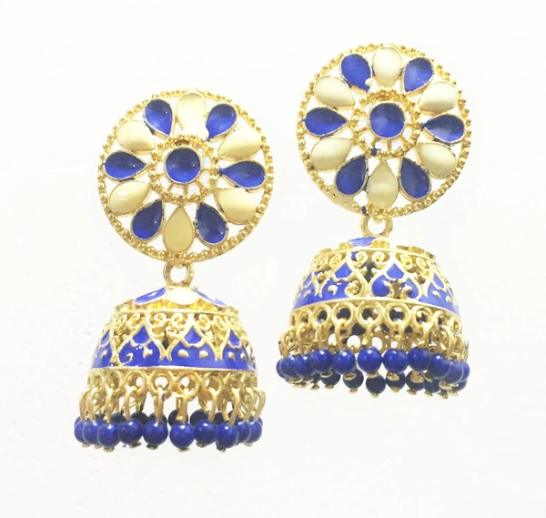 Martina Jewels Kundan Meena Jhumki Assorted - golden, 6