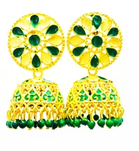 Martina Jewels Kundan Meena Jhumki Assorted - golden, 6