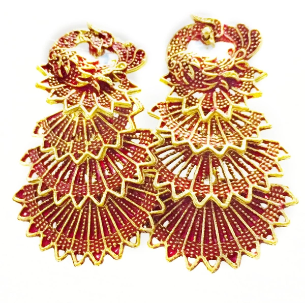 Martina Jewels Kundan Meena Earing Assorted - golden, 6