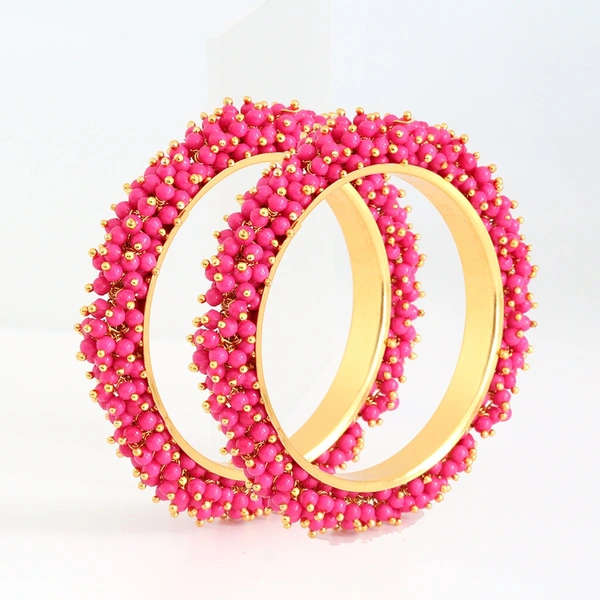 Martina Jewels Rani Dark Pink Pearls Moti Bangles - Dark Pink Rani, 6