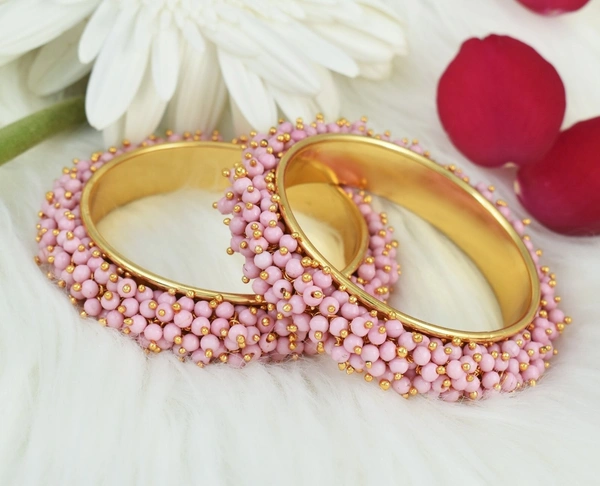 Martina Jewels Baby Light Pink Pearls Moti Bangles - baby light pink, 6