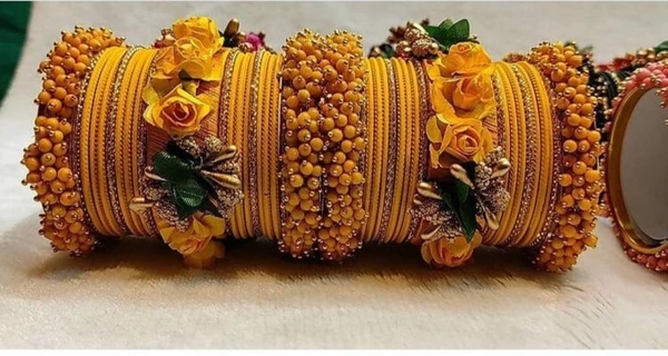 Martina Jewels Colour Bangles Set For Both Hands BG-102 - Haldi, 6