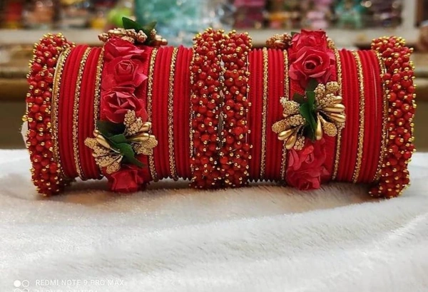 Martina Jewels Colour Bangles Set For Both Hands BG-102 - Red, 6